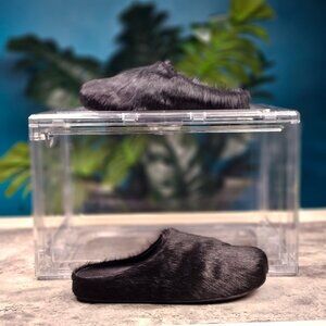 Leather Fur Slides Sandals for Men Shoes size 8.5